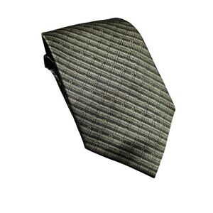 Palatina Mens‎ Classic Striped Tie In Olive Green With Subtle Geometric Design